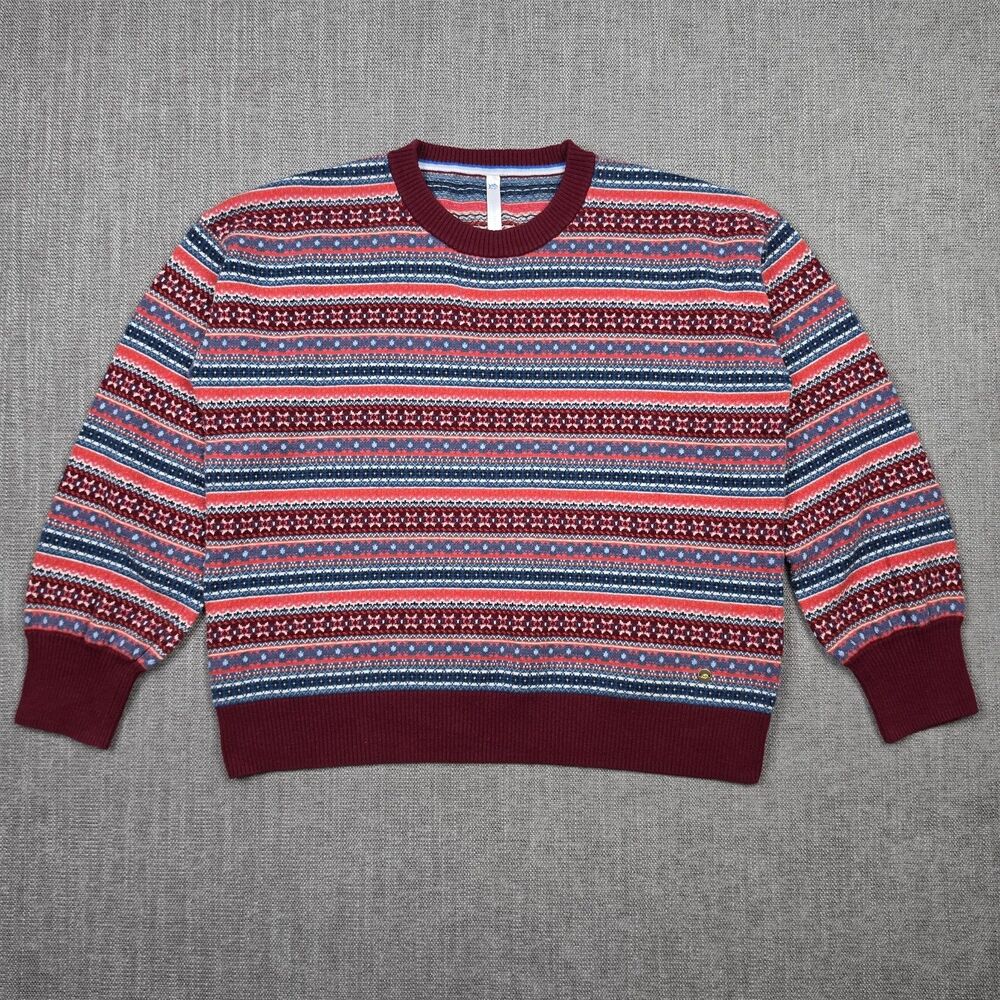 Southern Tide Womens Medium M Cotton Cashmere Fair Isle Knit Sweater Red Blue